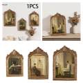 Antique Picture Frame Carved Photo Holder Oil Painting Frame Resin Photo Frame for Desktop Living S.