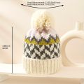 Cute Print Embroidery Beanies Hats for Women Men Winter Wool Warm Pompom Baggy Knit Hat.