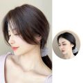 Women Clip-in Bangs Natural Wispy 3D French Bangs Hairpiece Forehead Hair Extensions Black Brown Side Bangs Fringe Wig.