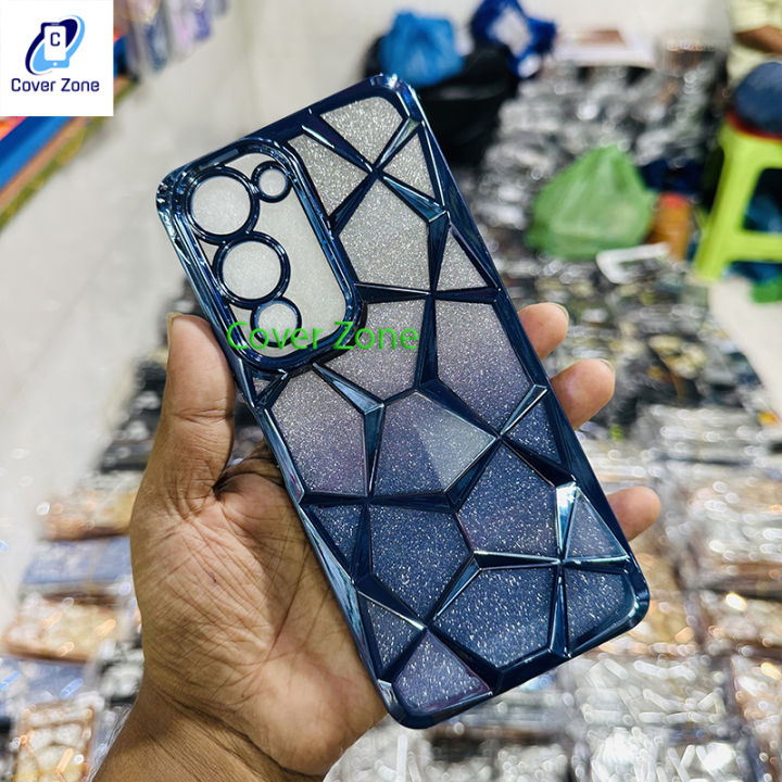 Vivo Y04 Geometric Diamond Shape Phone Case With Chrome Electroplated Plating Cover Zone For Vivo Y 04 Back Cover