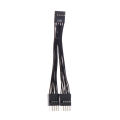 USB Motherboard Cable USB Header Extension Cable 9Pin 1 Female to 2 Male Y Splitter Cable Black.