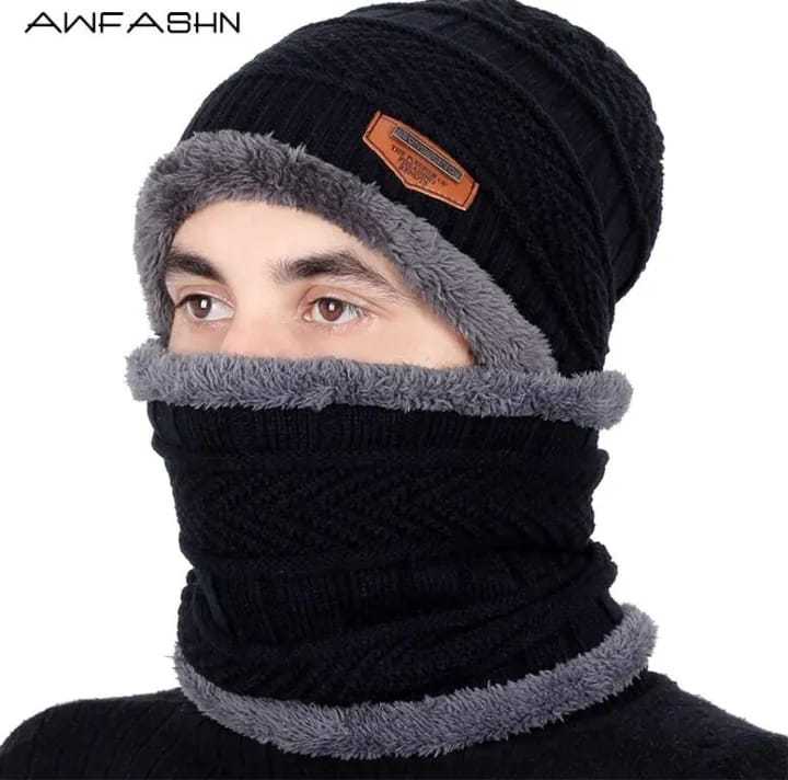 Knitted%20Hat%20Scarf%20Caps%20Neck%20Warmer%20Winter%20Hats%20For%20Men%20Women%20Skullies%20Beanies%20Warm%20Fleece%20Cap-Black%20-%20Cap%20For%20Men%20-%20Image%202