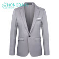 Men Blazer One Buckle Turndown Collar Long Sleeves Solid Color Plus Size Slim Fit Suit Jacket for Office. 