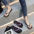 Summer Flip-Flops Women's Net Red Flat Bottom High-Looking Non-Slip Slippers Women Couple Beach Outdoor Wear Seaside Plywood Flip-Flops.