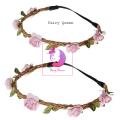 Artificial pink color flower hair crown for girls and women - 1 pcs. 