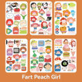 6 Sheets Cute Cartoon Series Waterproof PVC Stickers Transparent Kawaii Album Diary Journal Decorative Crafts Scrapbooking DIY Sticker Gift. 