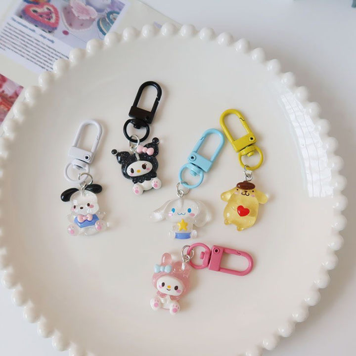 Sanrio Anime Hello Kitty Transparent Fine Flashing Keychain Cartoon ...