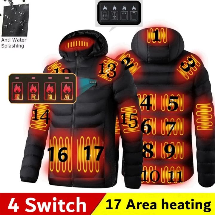 【Alien Alien】 Men 9 Areas Heated Jacket USB Winter Outdoor Electric Heating Jackets Warm Sprots Thermal Coat Clothing Heatable Cotton jacket