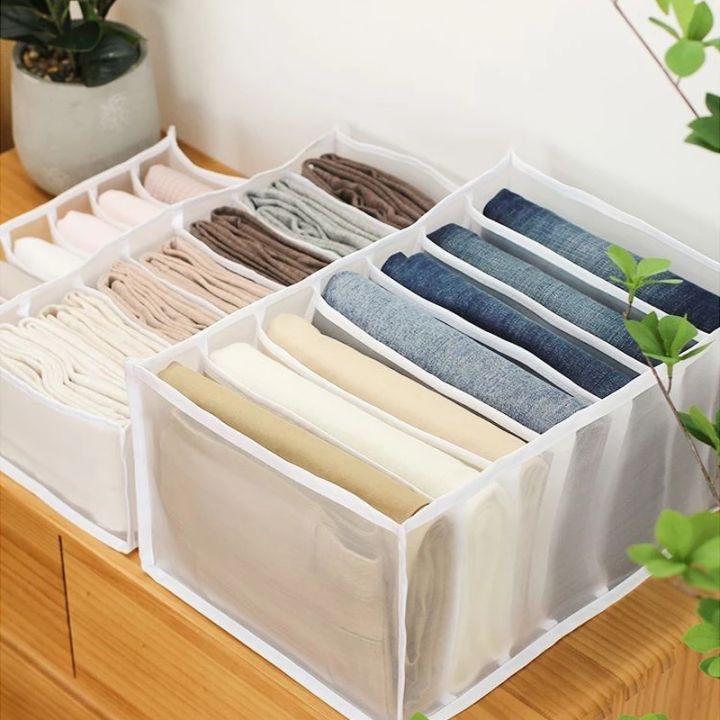 【Fashion】New Style Compartment Storage Box Closet Clothes Drawer Mesh Partition Pants Drawer Washable Household Storage 1Pcs