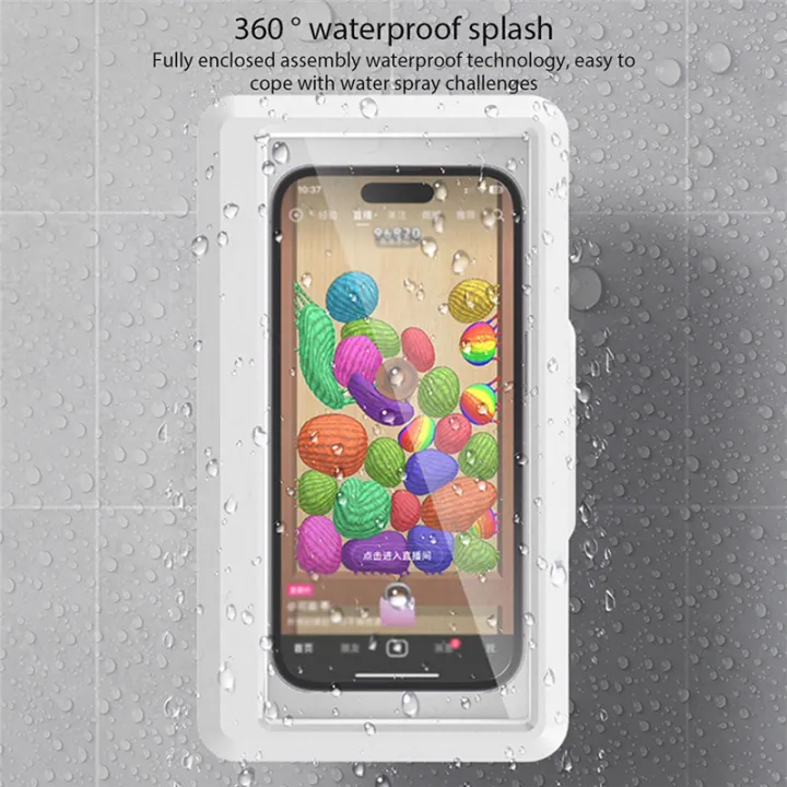 Bathroom%20Mobile%20Phone%20Holder%20Waterproof%20Touchable%20Case%20Wall%20Mounted%20Kitchen%20Toilet%20Smartphone%20Storage%20Box%20Stand,%20White%20Plastic%20-%20Image%204