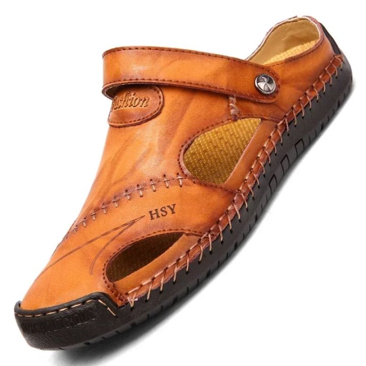 Summer%20Men's%20Sandals%20Men%20Leather%20Sandals%20Classic%20Roman%20Shoes%20Slipper%20Soft%20Outdoor%20Sneakers%20Beach%20Rubber%20Men%20Trekking%20Sandals%20-%20Image%202