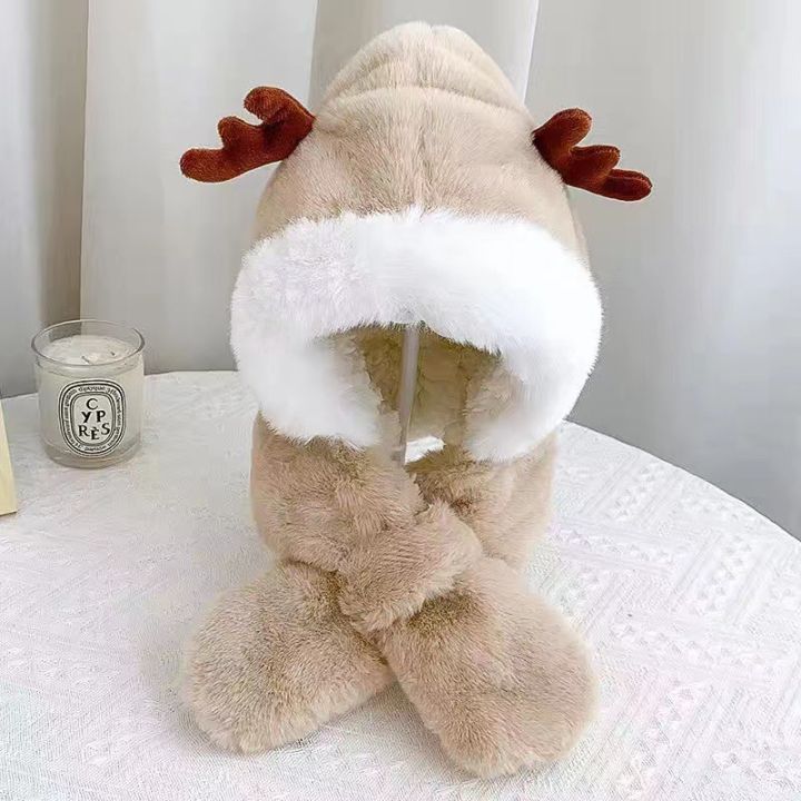 Cute%20Antler%20Baby%20Hat%20Winter%20Plush%20Warm%20Baby%20Scarf%20Hat%20Scarf%20Integrated%20Warm%20and%20Windproof%201-6%20Years%20-%20Image%209