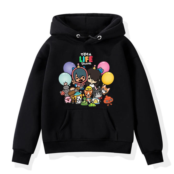 Toca Life World Kids Hoodies Toca Boca Cartoon Hoodie Sweatshirt Children Fashion Outerwear Cute Girls Clothes Boy Sportswear