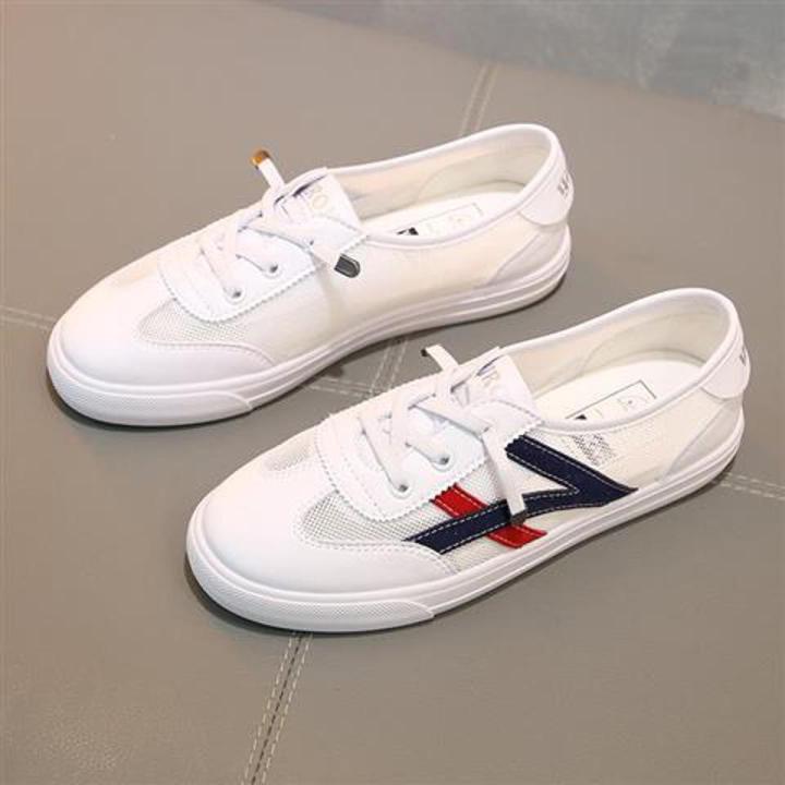 White Shoes Women's2022Spring and Summer New Mesh Versatile Fashionable Shoes Women's Shoes Board Shoes Flat Summer Breathable Sneakers
