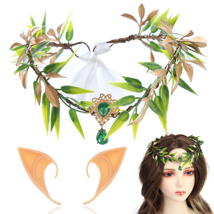 Beautiful Night Fairy Crown Headwear Elf Tiara Girl Elven Headpiece Cosplay Costume Circlet Woodland Wedding Boho Baroque Headband Gifts