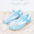 Veet Children's High Heels Elsa Princess Winter New Leather Baby Plush Little Girl Crystal Shoes. 