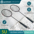 ALP V5 Pro T50 Carbon Fiber Badminton Racket | 5U Ultra-Light (77g) | MXH Shock Absorption + Wave Frame Design | 30LBS High Tension, Offensive 300mm Balance.