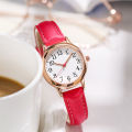 Women Quartz Watch Easy To Read Arabic Numerals Simple Dial PU Leather Strap Lady Candy Color Reloj De Mujer Montre Femme.