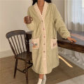 Winter Warm Flannel Nightgown Sleeping Sleepwear Dress For Women Girls Cute Long Sleeve Fleece Pajamas Home Clothes.