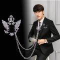 Wings Crown Stoned Chain Brooch Lapel Pin Fashion Suit/Outfit Accessories For Men & Women. 