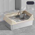 Stainless Steel Cat Litter Box Easy To Clean Odor Blocking Large Kitty Litter Box with Scoop for Big Cats. 