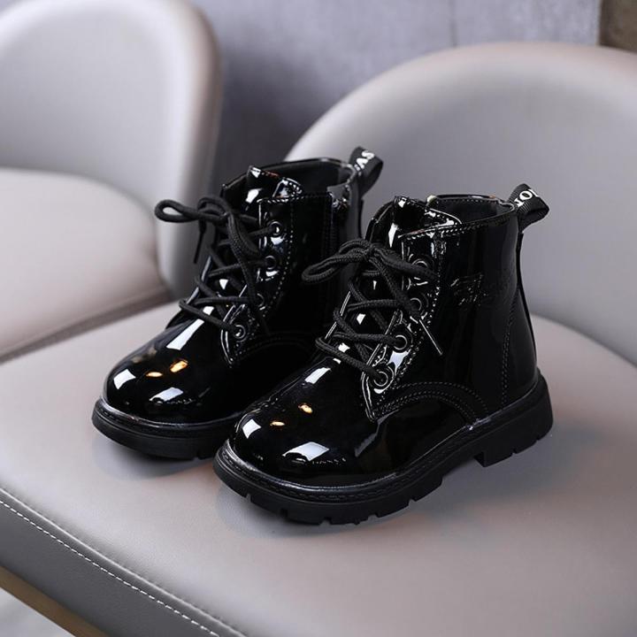 2020 Autumn Winter 1-6 Old Years Girls Boots Shoes Pu Leather Boys And Kids Casual Boots Rubber Sole Zipper Children's Boots