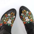 【Alien Alien】 New Vintage Shaped Flowers Embroidery Bootes Women Western Cowgirls Cowboy Boots Casual Work Riding Chunky Heel Boot Ladies. 