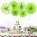 Decor Nation Hanging Paper Fans Party Set, Round Pattern Paper Garlands Decoration for Birthday Baby Boy Shower , Set of 6 (Green). 