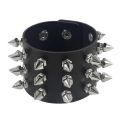 Black Leather Wristband Bracelet Cuff goth gothic punk bracelets women men metal armbands cosplay can be adjusted jewelry. 