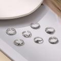 6Pcs/set Foot Ring Open Adjustable Toe Rings Wave Pattern Alloy Ring Adjustable Rings Set for Women Beach Foot Jewelry Qoddess.