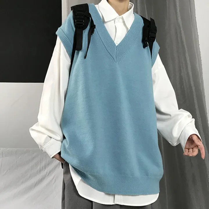 Men%20Sweater%20Vest%20V%20Neck%20Knitted%20Sweater%20Sleeveless%20All%20Match%20Spring%20Sweater%20for%20School%20Male%20Loose%20Korean%20Preppy%20Style%20Streetwear%20-%20Image%204