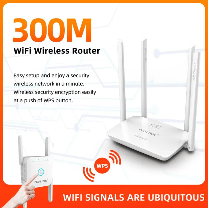 PIX-LINK%20WR08%20300Mbps%20Wireless%20Router%20802.11%20B%20/G/N%20With%204%20Extender%20Antenna%20WPS%202.4G%20Network%20High%20Speed%20Router%20For%20Home%20Office%20-%20Image%203