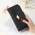 Design Retro Wallet Elegant Large Capacity Zipper Closure Long Wallet Buckle Detail Frosted Texture Women'S Clutch for Daily Use Evening Occasions Party Accessory Business Meetings Gift For Women.