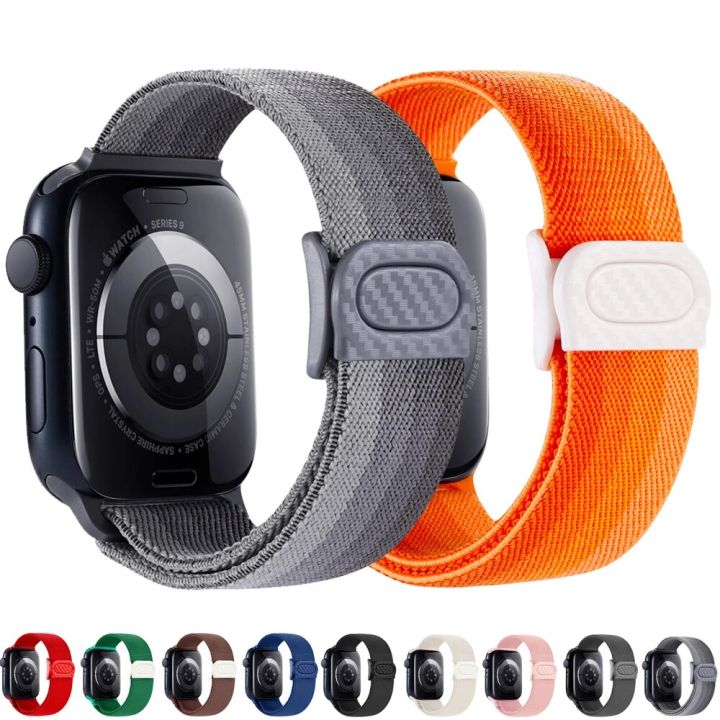 Nylon Strap For Apple watch band 45mm 40mm 44mm 41mm 49mm 38mm Elastic carbon bracelet correa iWatch series 9 8 7 6 3 se Ultra 2