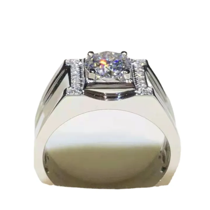 Chiba%2018K%20white%20gold%20moissanite%20men's%20diamond%20ring%20men's%20rose%20gold%201%20diamond%20ring%20sandblasted%20frosted%20white%20gold%20ring%20-%20Image%205