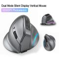 Vertical Gamer Mice Ergonomic 3200DPI Dual Mode Silent LCD Display Desktop Upright Mouse 8 Buttons 2.4G Rechargeable for Laptop. 
