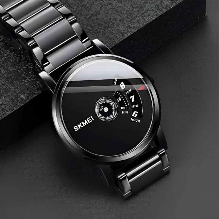 SKMEI 1260 Fashion Quartz Waterproof Creative Stainless Steel Business Watch For Men 1260 Replica Black