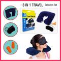 One Stop Shop 3 in 1 Travel Selection Comfort Neck Pillow, Travel Eye Shade Mask, Ear Plugs,Suitable for Train Bus Fligh Car etc. 