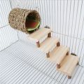 2pcs Small Pet Nest Toy, Hamster Straw Woven Tunnel Nest With Wooden Ladder And Warm Pad, Small Animal Supplies.