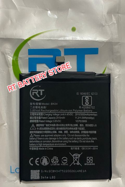 Redmi 5a Mi New Battery Price RT BN34 2910mAh Replacement Battery