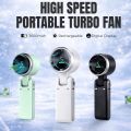 EasyAcc Handheld Portable Turbo Fan, Hand Powerful Fan 4000 Battery 5 Speeds 180°Foldable with Air Turbo Tech USB-C Rechargeable Personal Cooling for Travel Outdoor Black.