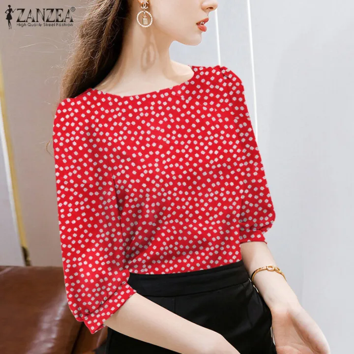 ZANZEA%20Women%20Business%20Casual%20Floral%20Printed%20Tops%20Office%20OL%20Workwear%20Square%20Neck%20T-Shirt%20#11%20-%20Image%203