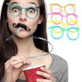 Funny Glasses Straws Reusable Creative Flexible DIY Eyeglasses Drinking Tube Straws. 