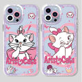 Phone Case for Apple iPhone 14 15 Pro 12 Mini XR X 7 6s 8 Plus SE 13 Pro Max 11 XS Transparent Soft Disney Marie Cat Pink Cover. 