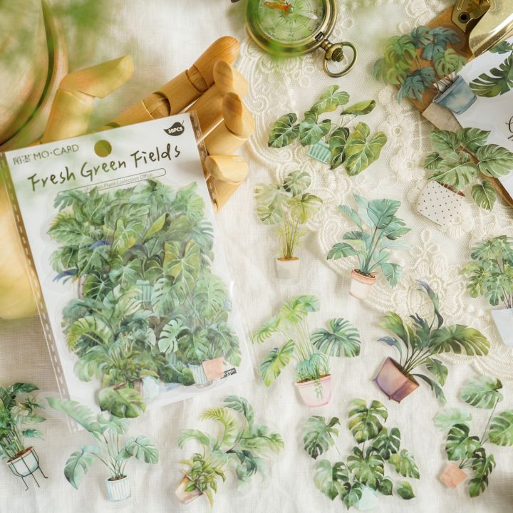 30pcs/pack Aesthetic Potting Plant PET Stickers DIY Scrapbooking Planner Collage Stationery Aesthetics Decor Flower Stickers
