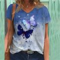 Fashion Woman Blouses 2023 Summer Butterfly Print Short Sleeve Tops Female T-shirt 5xl Oversized T Shirt For Womens Clothing. 