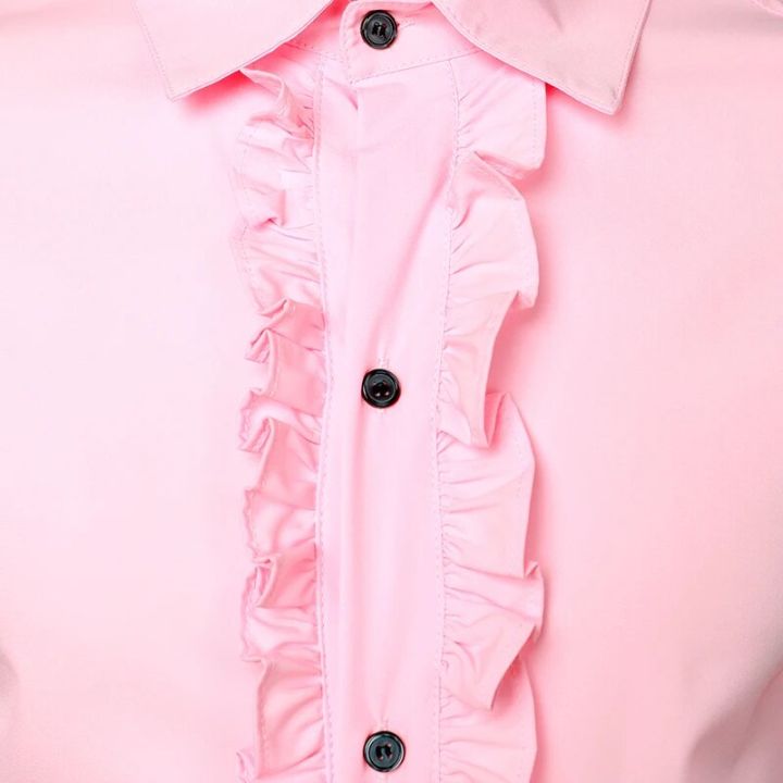 Pink%20Ruffle%20Ruche%20Frill%20Tuxedo%20Shirt%20Men%20Retro%2070s%20Long%20Sleeve%20Button%20Down%20Pleats%20Shirt%20Mens%20Wedding%20Party%20Dinner%20Chemsie%20Homme%20-%20Image%203