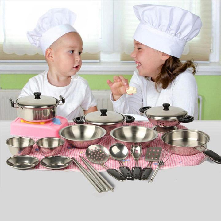 NYT 20Pcs Mini Stainless Steel Pots Pans Cookware Miniature Toy Pretend Play Gift For Kid