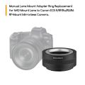 Manual lens transfer to Canon EOS R eries mirrorless machine. 