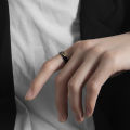 925 sterling silver ring for men, trendy, simple and personalized, single men's black gold adjustable index finger men's ring. 